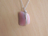 Pink Peruvian Opal Crystal Natural Gemstone Wire Wrapped Pendant Necklace