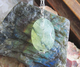 Prehnite Gemstone Faceted Crystal Bead Pendant Necklace