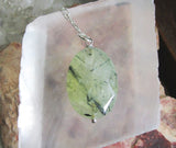 Prehnite Gemstone Faceted Crystal Bead Pendant Necklace