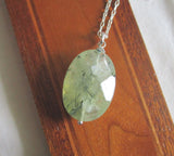 Prehnite Gemstone Faceted Crystal Bead Pendant Necklace