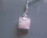 Rose Quartz Natural Gemstone Pyramid Pendant Necklace