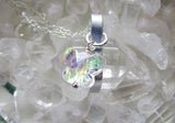 Natural Quartz Crystal Aurora Borealis Butterfly Pendant Necklace