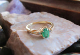 10K Solid Yellow Gold Vintage Emerald Ring Size 6