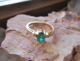 10K Solid Yellow Gold Vintage Emerald Ring Size 6