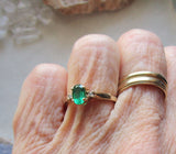 10K Solid Yellow Gold Vintage Emerald Ring Size 6