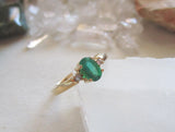 10K Solid Yellow Gold Vintage Emerald Ring Size 6