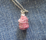 Pink Ruby Raw Natural Gemstone Crystal Pendant Necklace