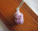 Pink Ruby Raw Natural Gemstone Crystal Pendant Necklace