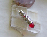 Silver Spider Web Red Crystal Bullet Jewelry Pendant Necklace