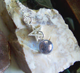 Indigo Aura Quartz Crystal Ball Silver Star Pendant Necklace