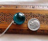 Turquoise Aura Tiger Eye Gemstone Ball Pendant Necklace