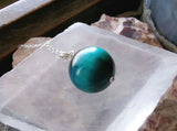 Turquoise Aura Tiger Eye Gemstone Ball Pendant Necklace