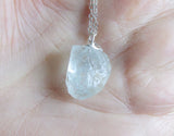 Natural Blue Topaz Raw Gemstone Pendant Necklace