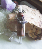 Beechwood Mini Wand Silver Dagger Quartz Crystal Pendant Necklace