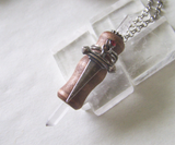 Beechwood Mini Wand Silver Dagger Quartz Crystal Pendant Necklace