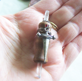 Beechwood Mini Wand Silver Dagger Quartz Crystal Pendant Necklace