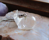 Vintage Clear Quartz Crystal Whale Pendant Necklace