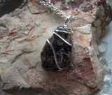 Fossil Shell Natural Agate Wire Wrapped Stone Pendant