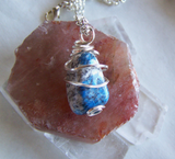 Natural Polished Afghanite Granite Wire Wrapped Pendant
