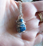 Natural Polished Afghanite Granite Wire Wrapped Pendant