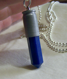 Electric Blue Agate Silver Bullet Jewelry Pendant