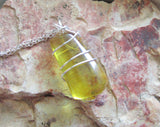 Natural Baltic Gold Amber Wire Wrapped Pendant Necklace