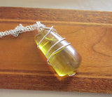 Natural Baltic Gold Amber Wire Wrapped Pendant Necklace