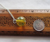 Dominican Blue Amber Bead Sphere Pendant Necklace