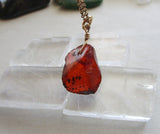 Antique Natural Baltic Amber Gold Filled Pendant Necklace