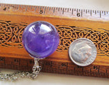 Purple Amethyst Gemstone Crystal Ball Pendant Necklace