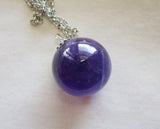 Purple Amethyst Gemstone Crystal Ball Pendant Necklace