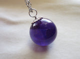 Purple Amethyst Gemstone Crystal Ball Pendant Necklace