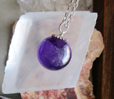 Purple Amethyst Gemstone Crystal Ball Pendant Necklace