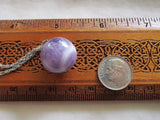 Chevron Amethyst Natural Purple Crystal Ball Pendant Necklace