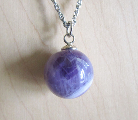 Chevron Amethyst Natural Purple Crystal Ball Pendant Necklace – My Mystic  Gems