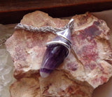 Purple Chevron Amethyst Wire Wrapped Pendant Necklace
