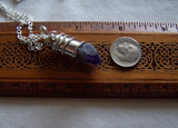 Purple Amethyst Raw Gemstone Silver Bullet Pendant