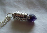 Purple Amethyst Raw Gemstone Silver Bullet Pendant