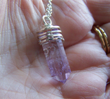 Natural Lavender Amethyst Gemstone Point Crystal Pendant