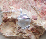 Opal Aura Wire Wrapped Quartz Crystal Ball Pendant Necklace