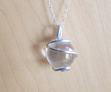 Opal Aura Wire Wrapped Quartz Crystal Ball Pendant Necklace
