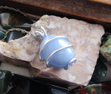 Angelite Natural Sky Blue Crystal Gemstone Pendant Necklace