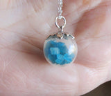 Blue Apatite Gemstones Crystal Glass Ball Pendant Necklace
