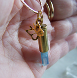Aqua Aura Quartz Gold Butterfly Crystal Bullet Pendant