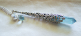 Aqua Aura Quartz Crystal Celtic Filigree Pendant Necklace