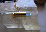Aquamarine Crystal Gemstone Bullet Jewelry Pendant