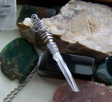 Natural Aquamarine Gemstone Wire Wrapped Bullet Pendant