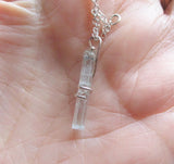 Natural Aquamarine Gemstone Wire Wrapped Crystal Pendant Necklace