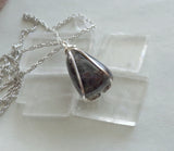 Natural Arfvedsonite Stone Wire Wrapped Crystal Pendant Necklace