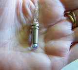 Aura Quartz Angel Teardrop Silver Bullet Pendant Necklace
